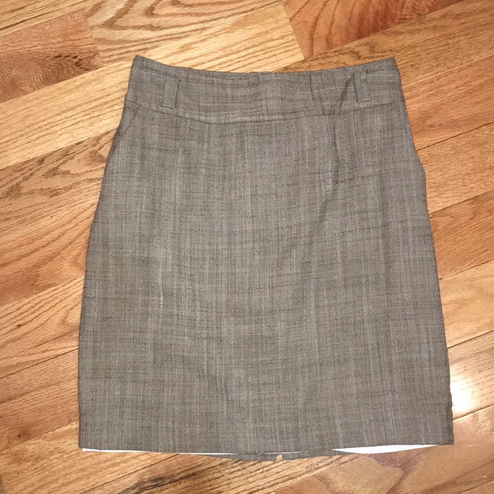 Brown Tweed Wool Pencil Skirt